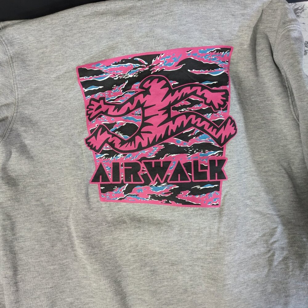 Airwalk Graphic Print Pull Over Hoodie Gray Pink - Picture 3 of 5